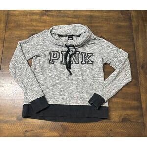 Victoria's Secret PINK Cowl Neck Pullover Sweatshirt Heather Gray XS 100% Cotton